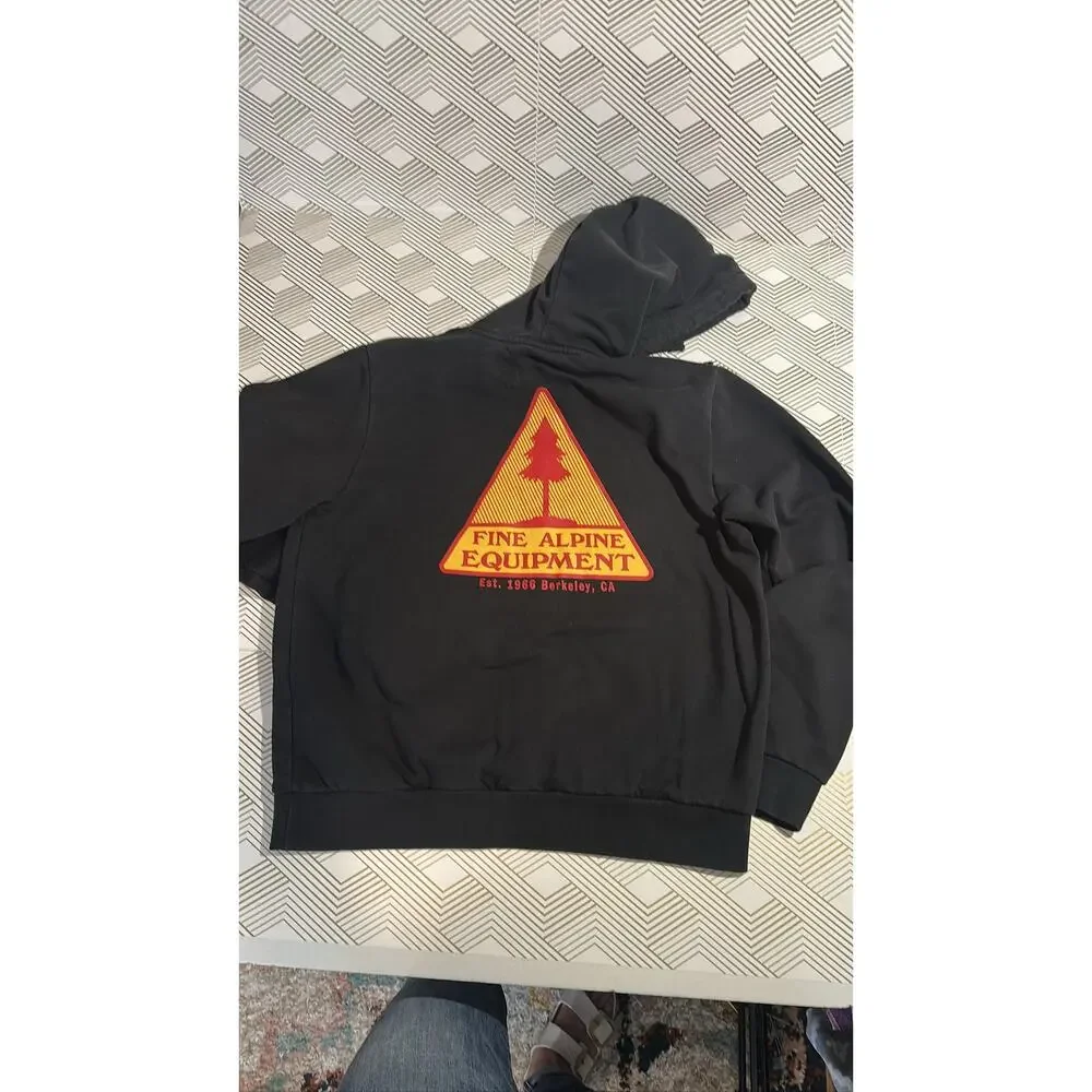 The North Face Mens Fine Alpine Pullover Hoodie Black Red Logo Size M
